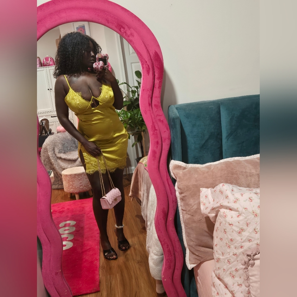 Pretty Little Thing - Lime Green Satin Lace Mini Dress